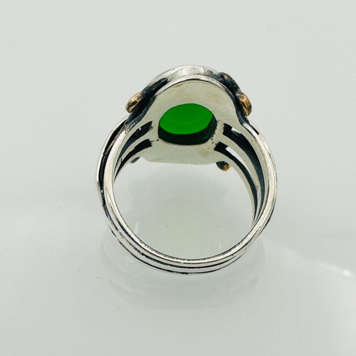 Men's Green Zircon Silver Ring