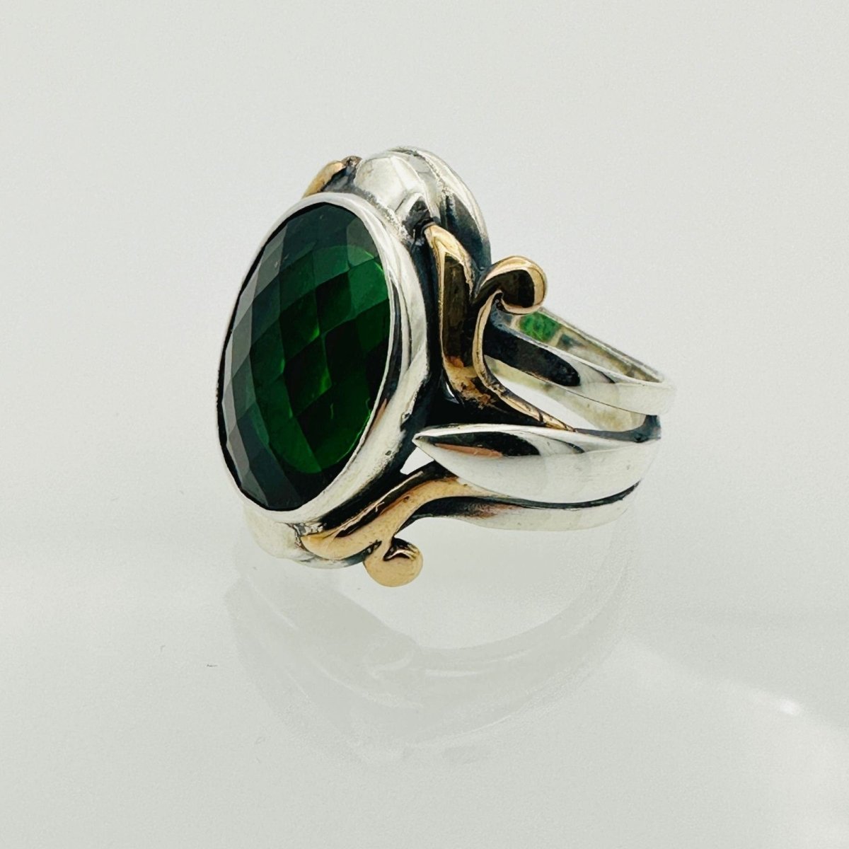 Men's Green Zircon Silver Ring