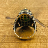 Men's Green Zircon Silver Ring