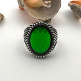 Men's Green Zircon Stone Silver Ring