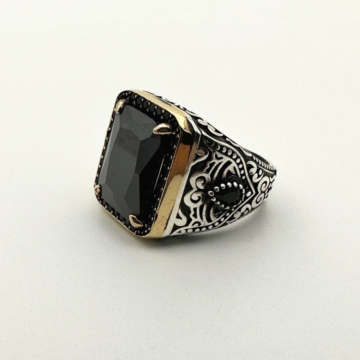 Men's Handcrafted Black Onyx Ring | Premium 925 Sterling Silver | Unique Gift for Him - TryAladdin