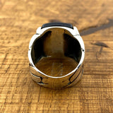 Men's Handcrafted Black Onyx Square 925 Sterling Silver Ring - Turkish Artisan Statement Jewelry - TryAladdin