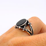 Men's Handcrafted Black Onyx Sword Ring | 925 Sterling Silver Statement Jewelry - TryAladdin