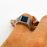 Men's Handcrafted Blue Sapphire Sterling Silver Minimalist Ring - TryAladdin