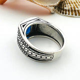 Men's Handcrafted Blue Sapphire Sterling Silver Minimalist Ring - TryAladdin