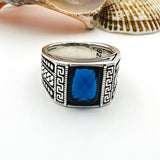 Men's Handcrafted Blue Sapphire Sterling Silver Minimalist Ring - TryAladdin