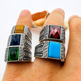 Men's Handcrafted Blue Sapphire Sterling Silver Minimalist Ring - TryAladdin