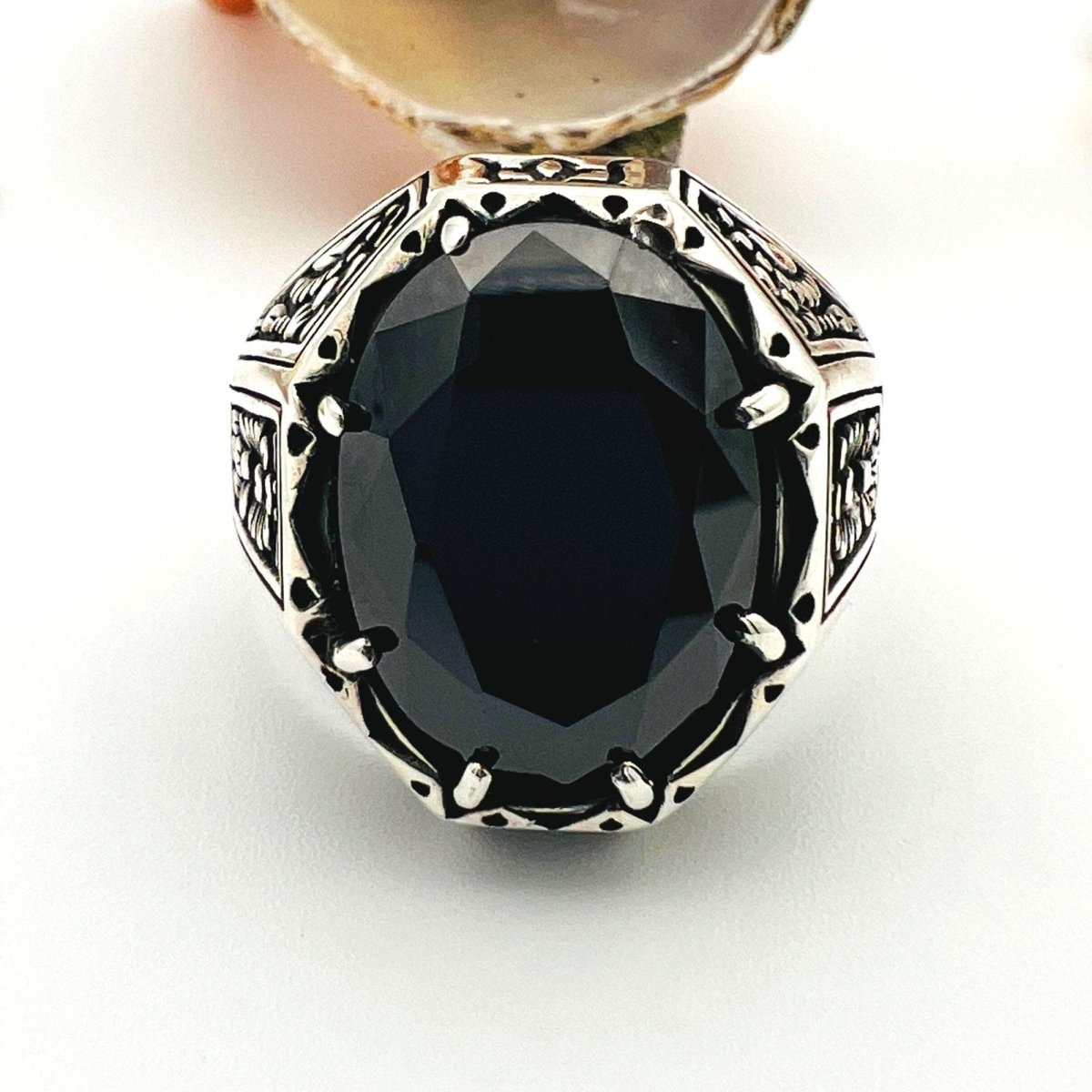 Men's Handcrafted Onyx Ring | 925 Sterling Silver | Authentic Turkish Design Gemstone Jewelry - TryAladdin