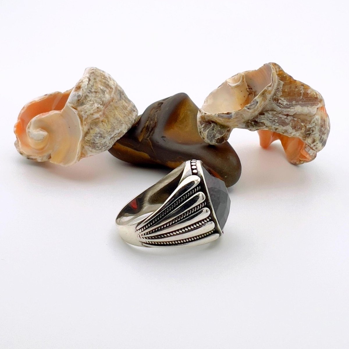 Men's Handcrafted Red Zircon Oval 925 Sterling Silver Ring - TryAladdin