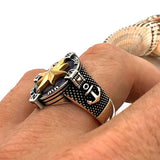 Men's Handcrafted Turkish Blue Agate 925 Sterling Silver Statement Ring - TryAladdin