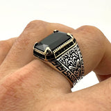 Men's Handmade Black Onyx Stone Silver Ring