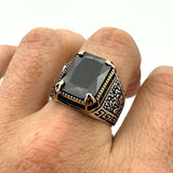 Men's Handmade Black Onyx Stone Silver Ring