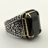 Men's Handmade Black Onyx Stone Silver Ring