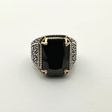 Men's Handmade Black Onyx Stone Silver Ring