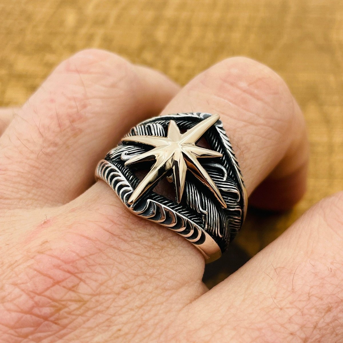 Men's Handmade Compass Ring