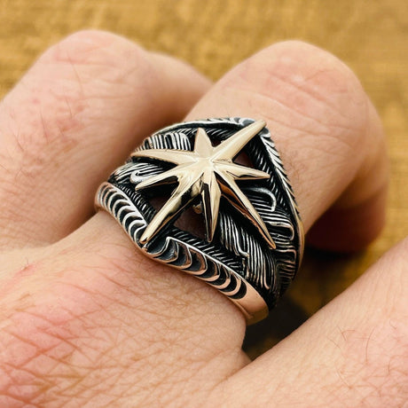 Men's Handmade Compass Ring