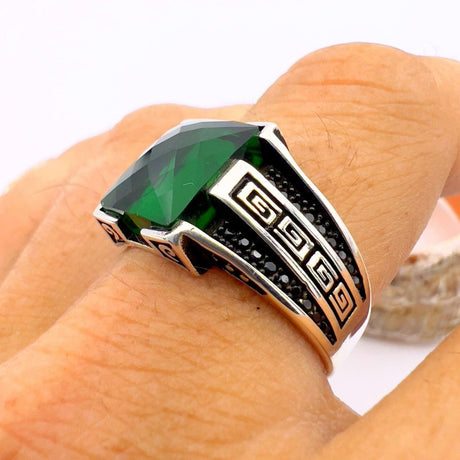 Men's Handmade Green Emerald Men's Ring