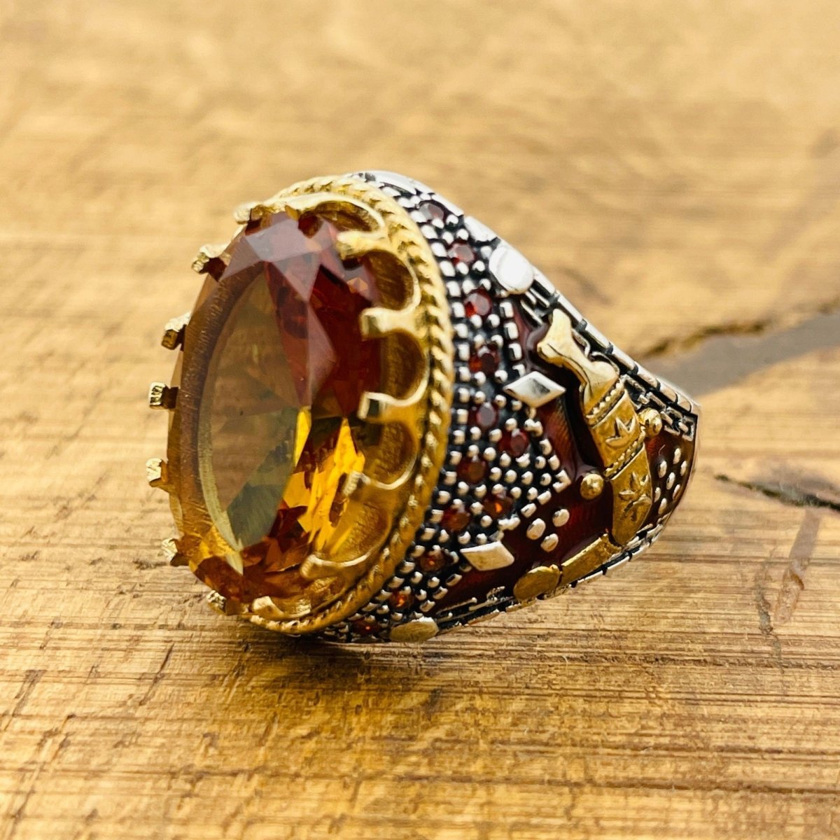 Men's Handmade Multi - Color Zultanite Stone Ring