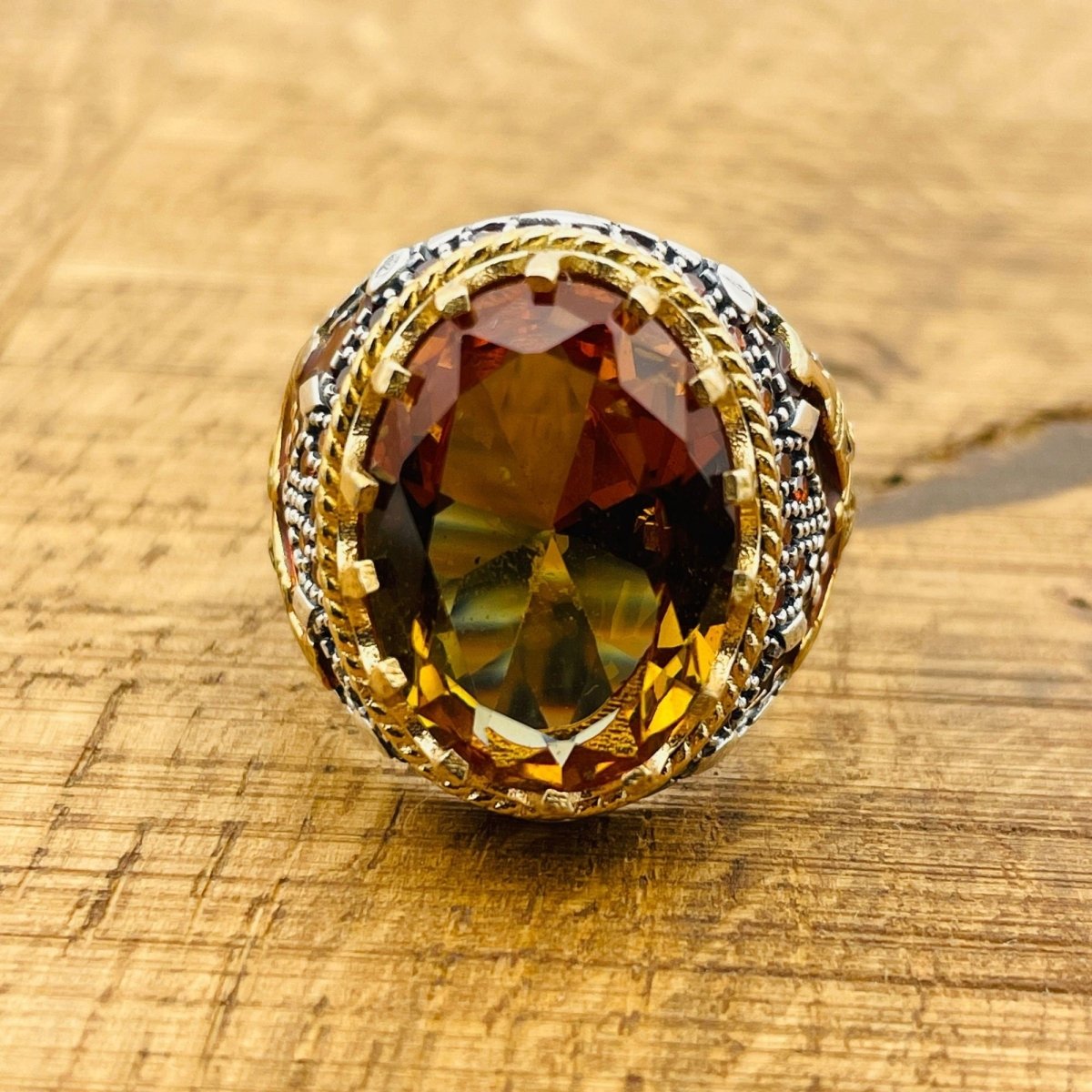 Men's Handmade Multi - Color Zultanite Stone Ring