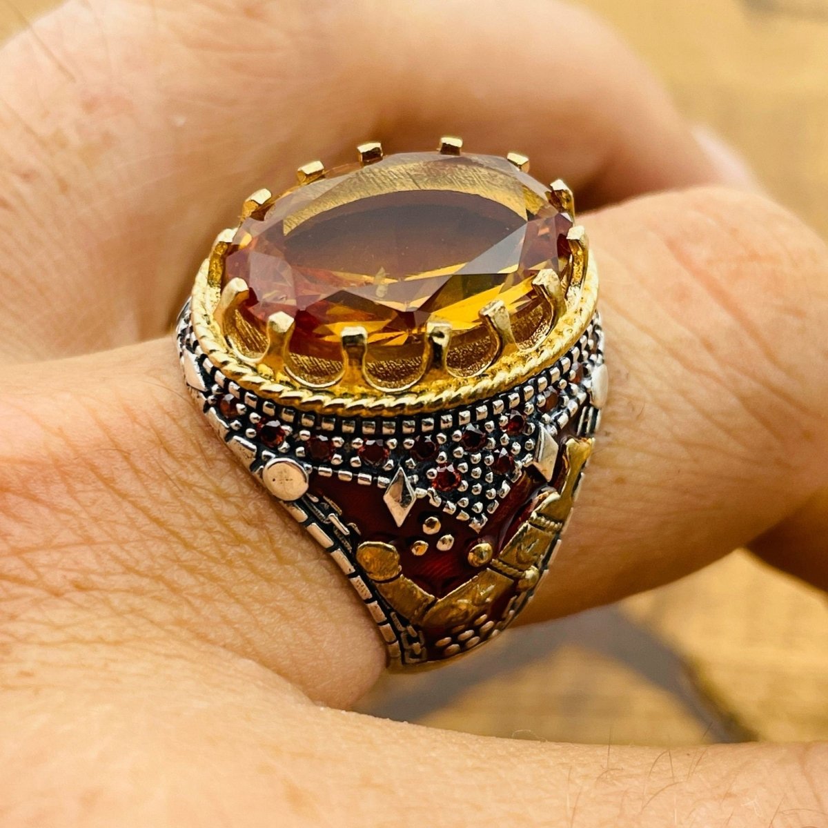 Men's Handmade Multi - Color Zultanite Stone Ring - TryAladdin