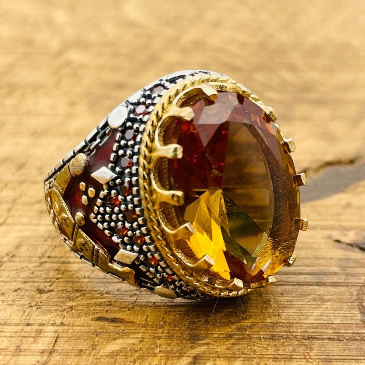 Men's Handmade Multi - Color Zultanite Stone Ring