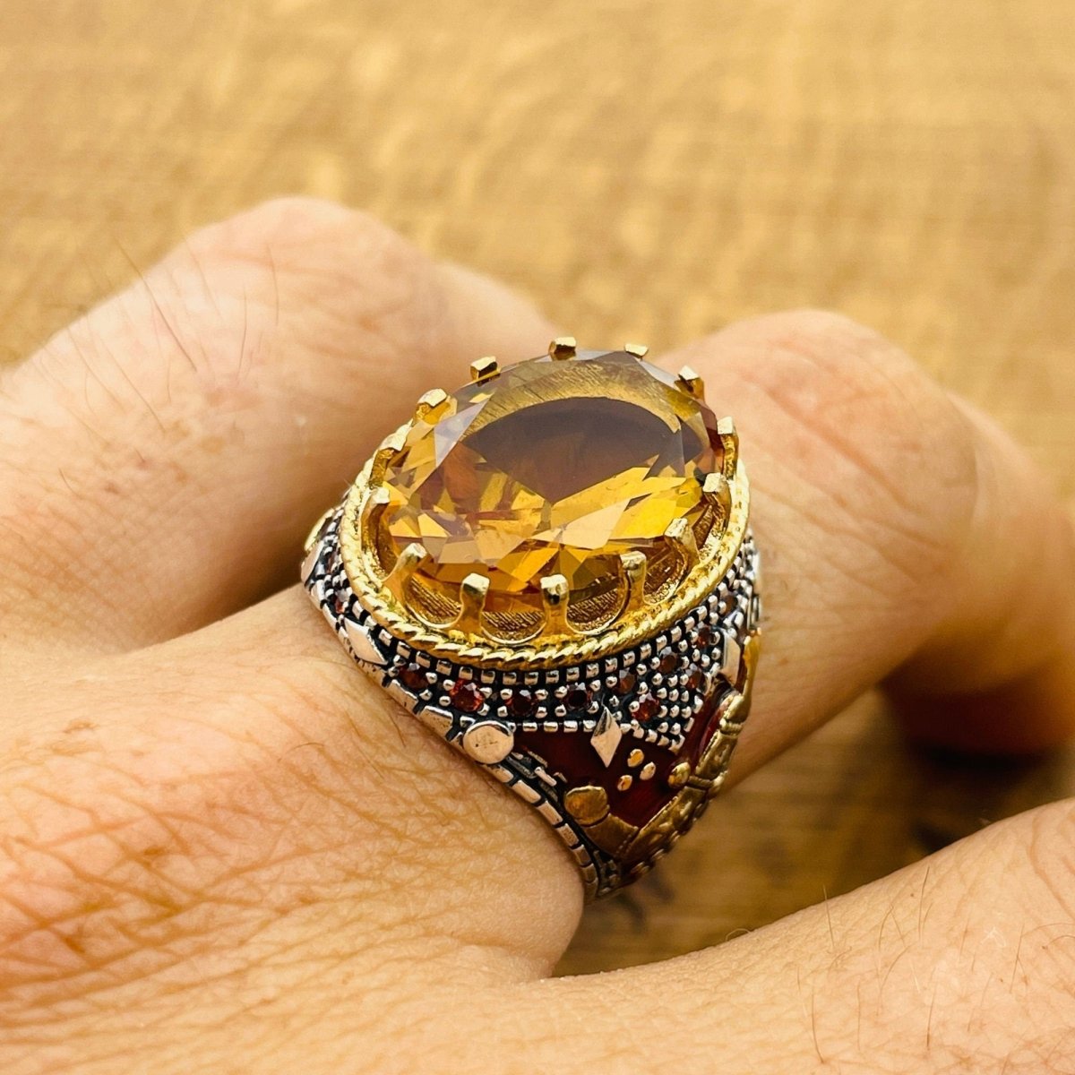 Men's Handmade Multi - Color Zultanite Stone Ring - TryAladdin