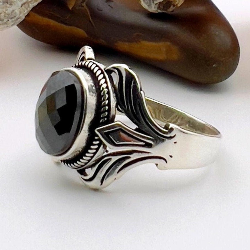 Men's Handmade Onyx Silver Ring