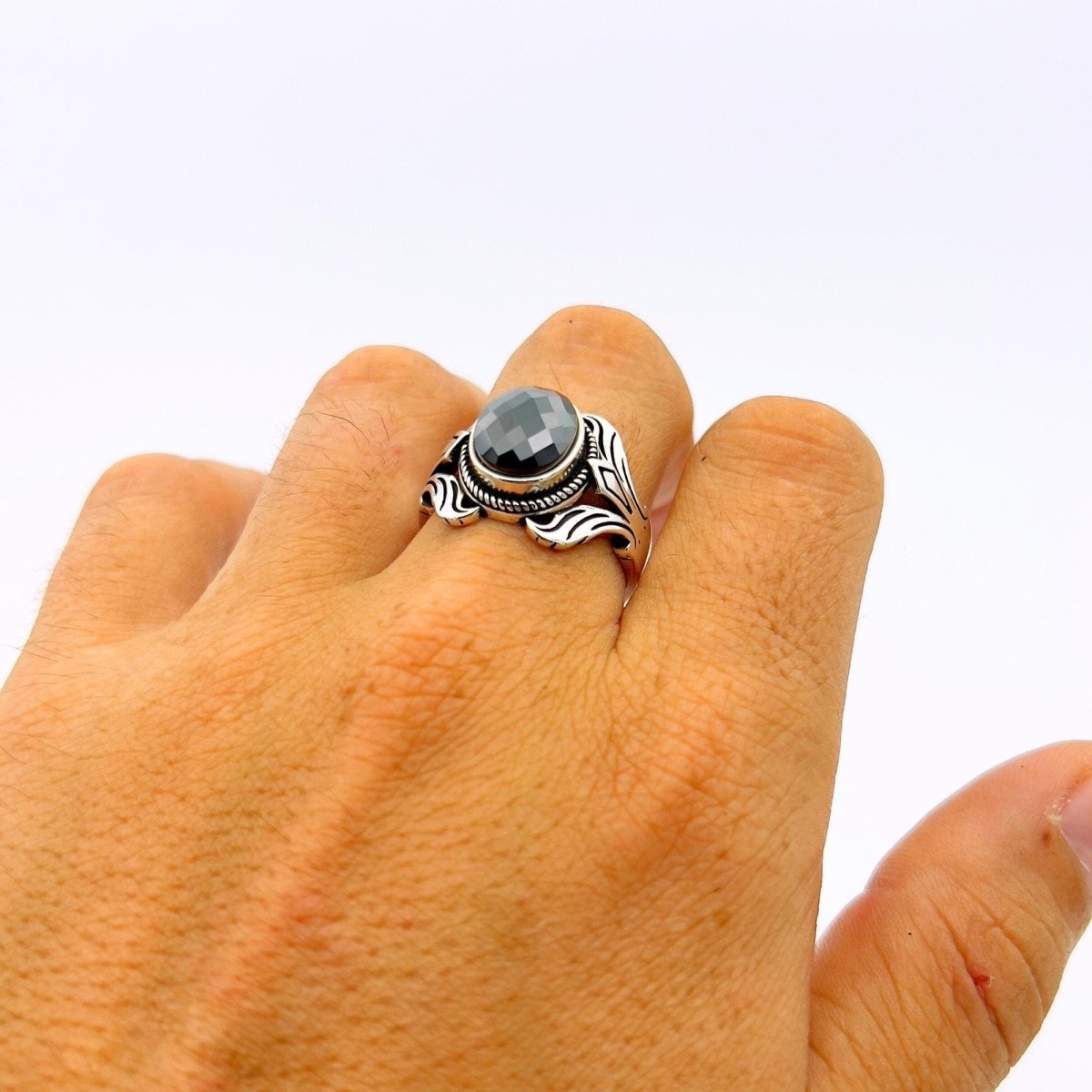 Men's Handmade Onyx Silver Ring