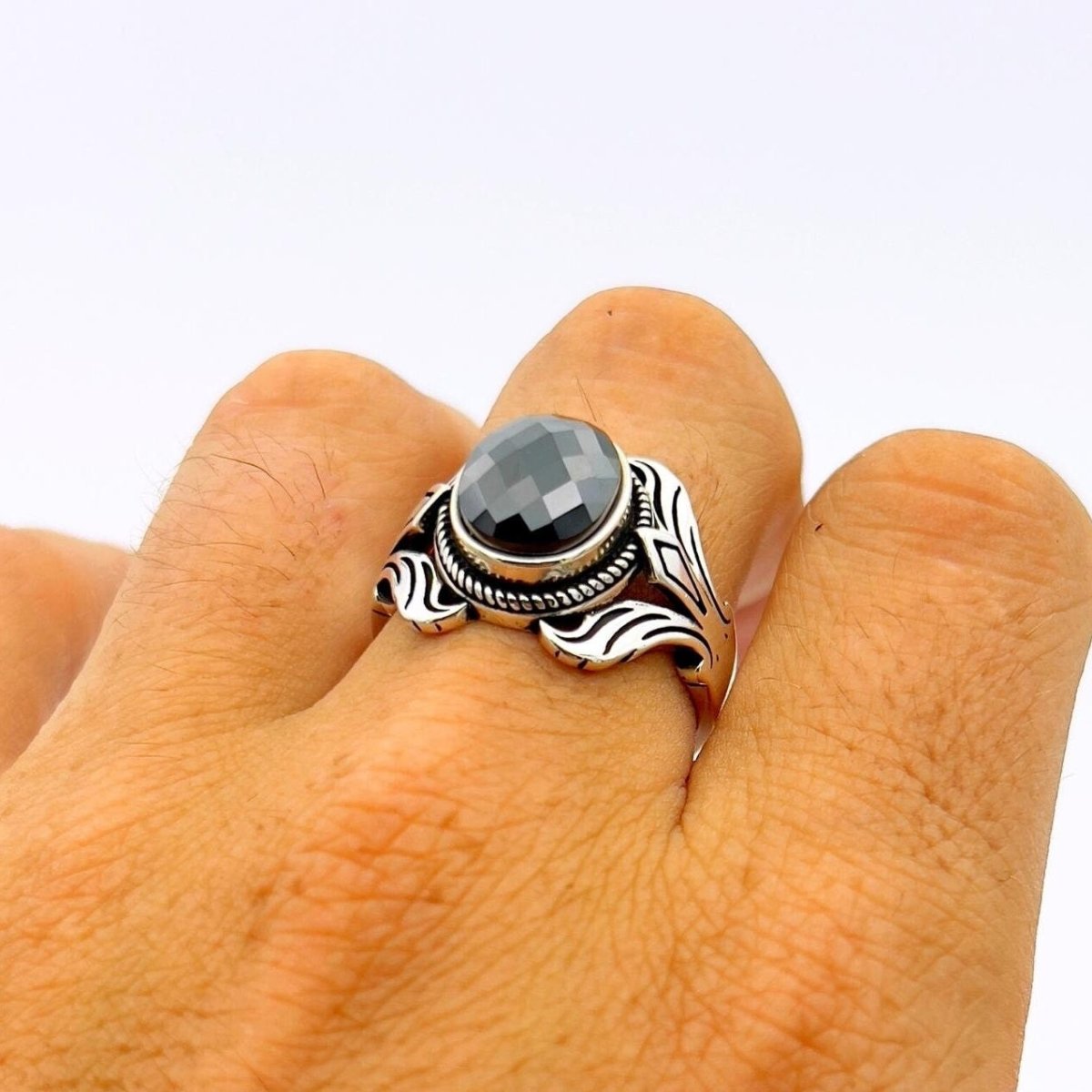 Men's Handmade Onyx Silver Ring