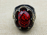 Men's Handmade Red Stone Ottoman Ring