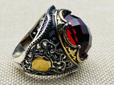 Men's Handmade Red Stone Ottoman Ring