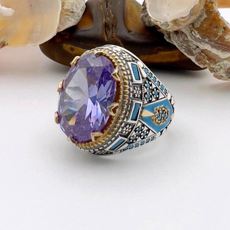 Men's Handmade Ring, Amethyst