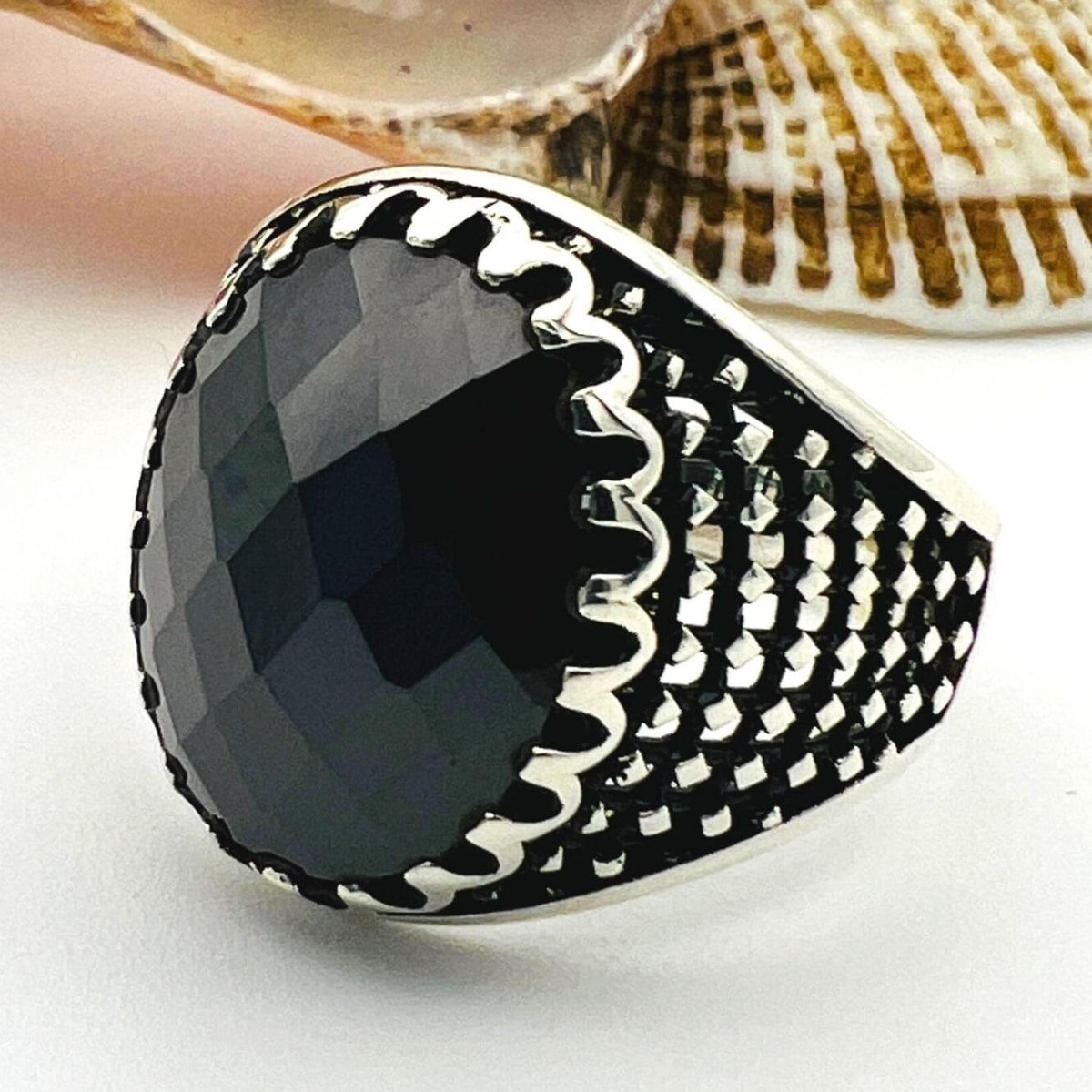 Men's Handmade Silver Onyx Ring