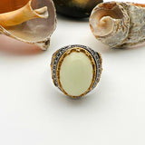 Men's Handmade Silver Ring with Cat's Eye White Stone