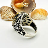 Men's Handmade Turkish 925 Sterling Silver Black Onyx Gemstone Ring | Ottoman Style Statement Jewelry - TryAladdin