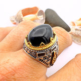 Men's Handmade Turkish 925 Sterling Silver Black Onyx Ring - TryAladdin