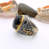 Men's Handmade Turkish 925 Sterling Silver Black Onyx Ring - TryAladdin