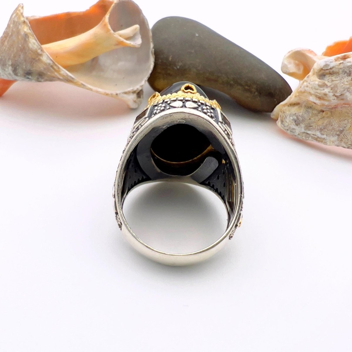 Men's Handmade Turkish 925 Sterling Silver Black Onyx Ring - TryAladdin