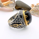 Men's Handmade Turkish 925 Sterling Silver Black Onyx Ring - TryAladdin
