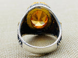 Men's Handmade Turkish 925 Sterling Silver Champagne Citrine Gemstone Ring - TryAladdin