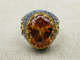 Men's Handmade Turkish 925 Sterling Silver Champagne Citrine Gemstone Ring - TryAladdin