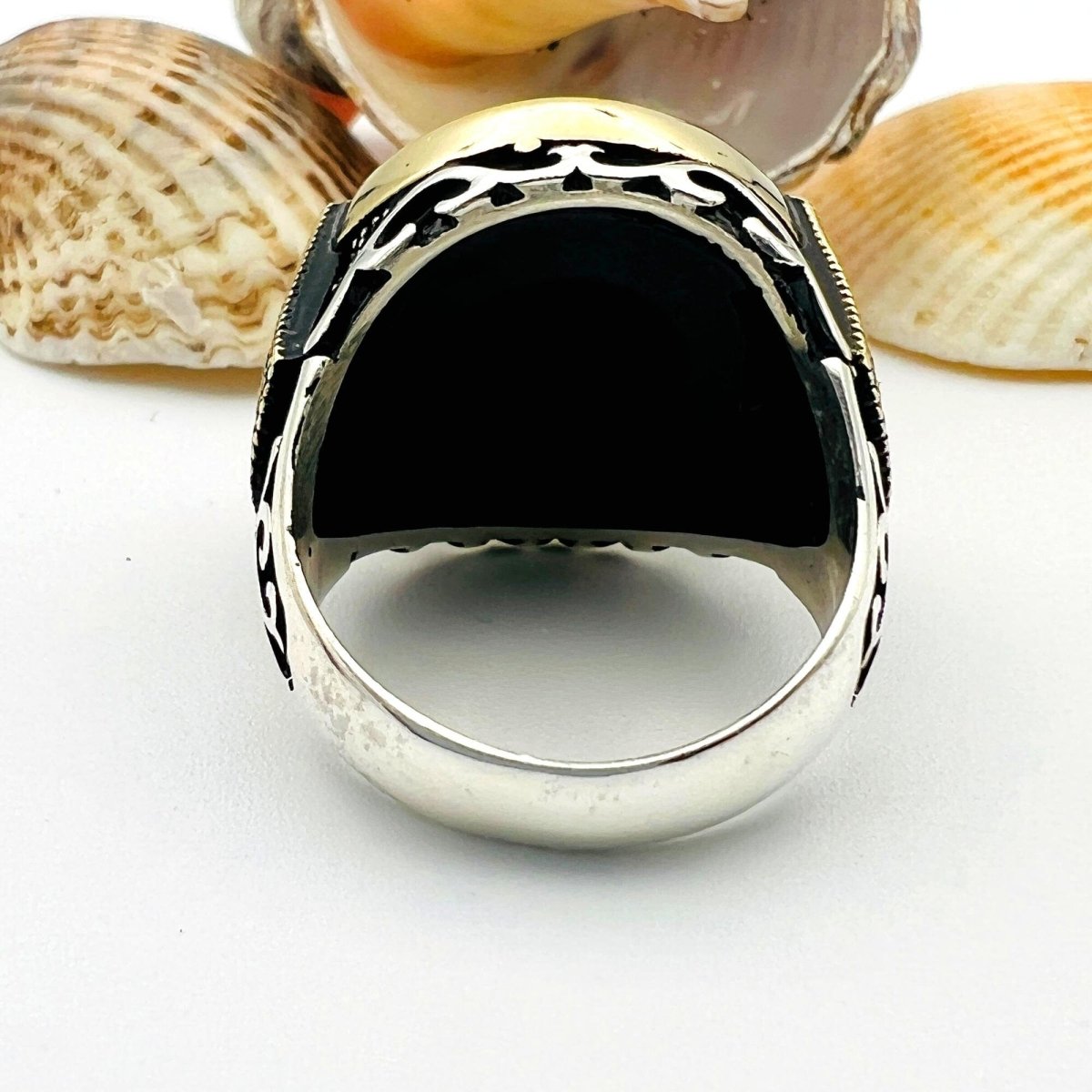 Men's Handmade Turkish Sterling Silver Onyx Ring | Authentic Artisan Craftsmanship Gift - TryAladdin