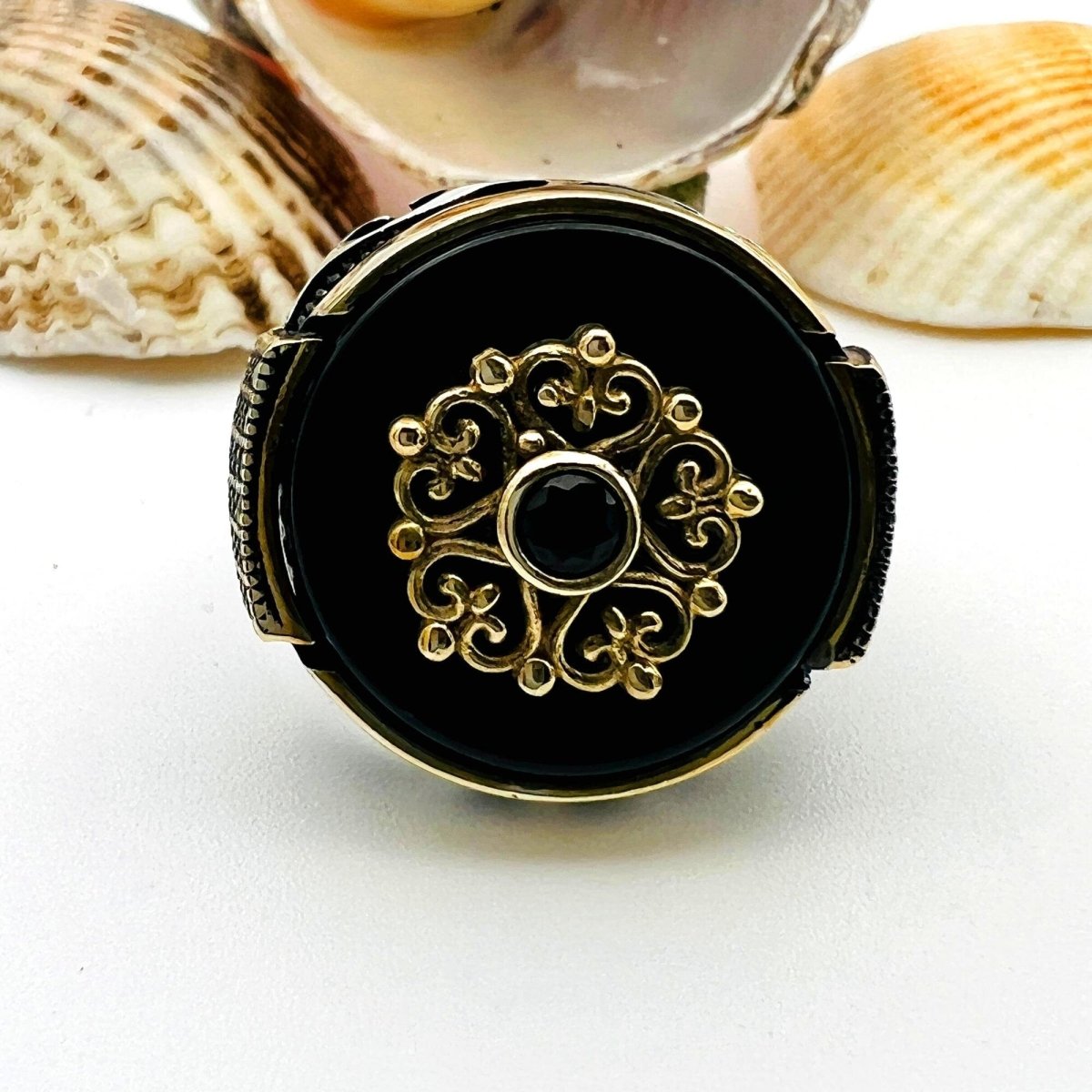 Men's Handmade Turkish Sterling Silver Onyx Ring | Authentic Artisan Craftsmanship Gift - TryAladdin
