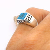 Men's Handmade Turkish Turquoise Ring | 925 Sterling Silver Gemstone Jewelry - TryAladdin