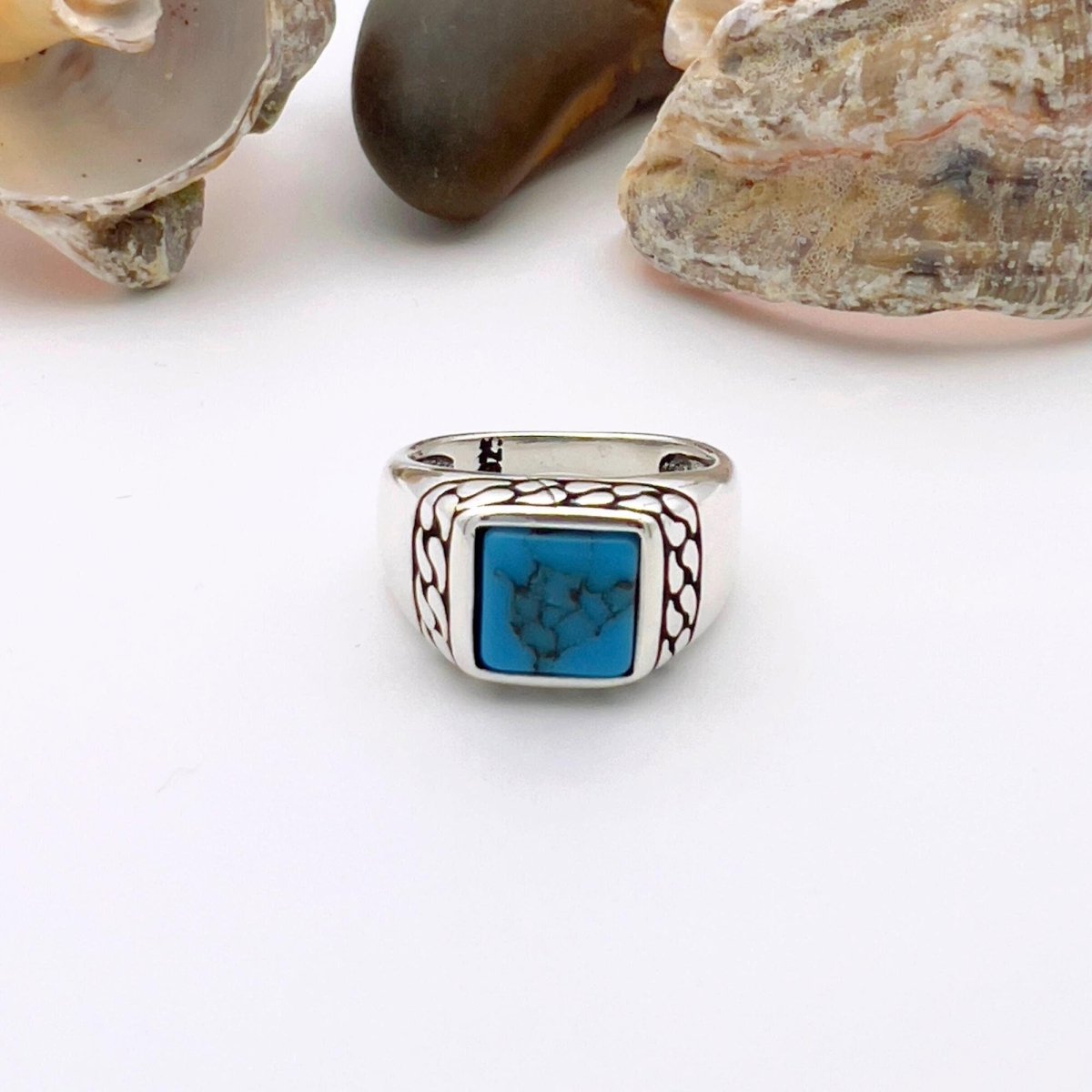 Men's Handmade Turkish Turquoise Ring | 925 Sterling Silver Gemstone Jewelry - TryAladdin