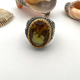 Men's Handmade Turkish Zultanite Sterling Silver Ring - Color Changing Gemstone, Ottoman Design Gift - TryAladdin