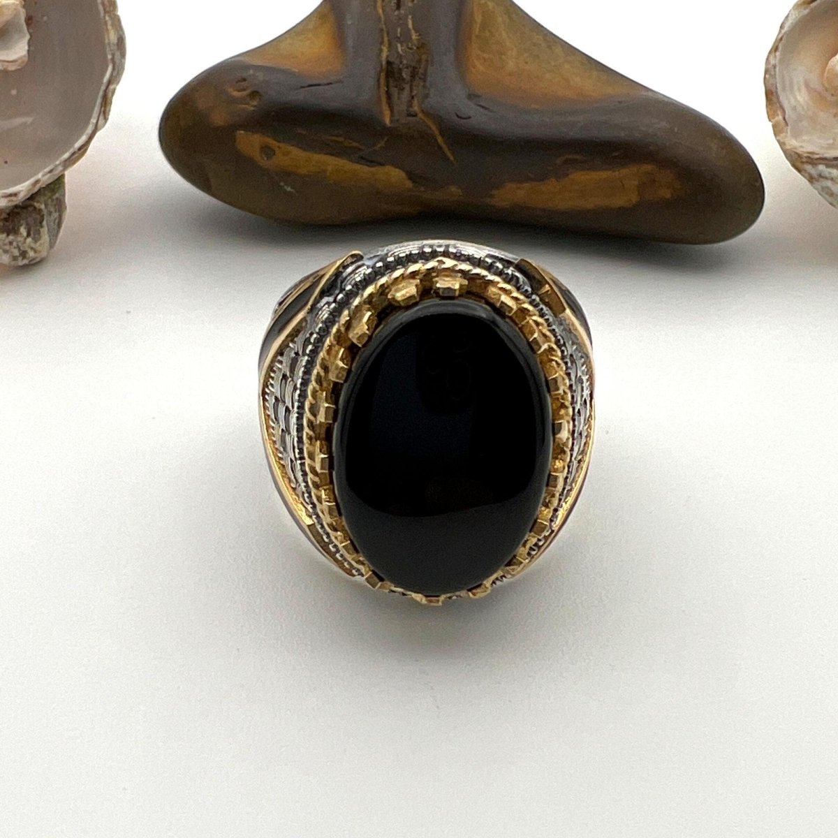 Men's Handmade Vintage Black Onyx 925 Sterling Silver Ring - Turkish Artisan Jewelry Gift - TryAladdin