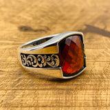 Men's Handmade Zircon Stone Silver Ring