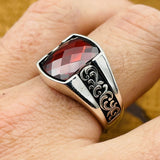 Men's Handmade Zircon Stone Silver Ring