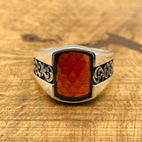 Men's Handmade Zircon Stone Silver Ring